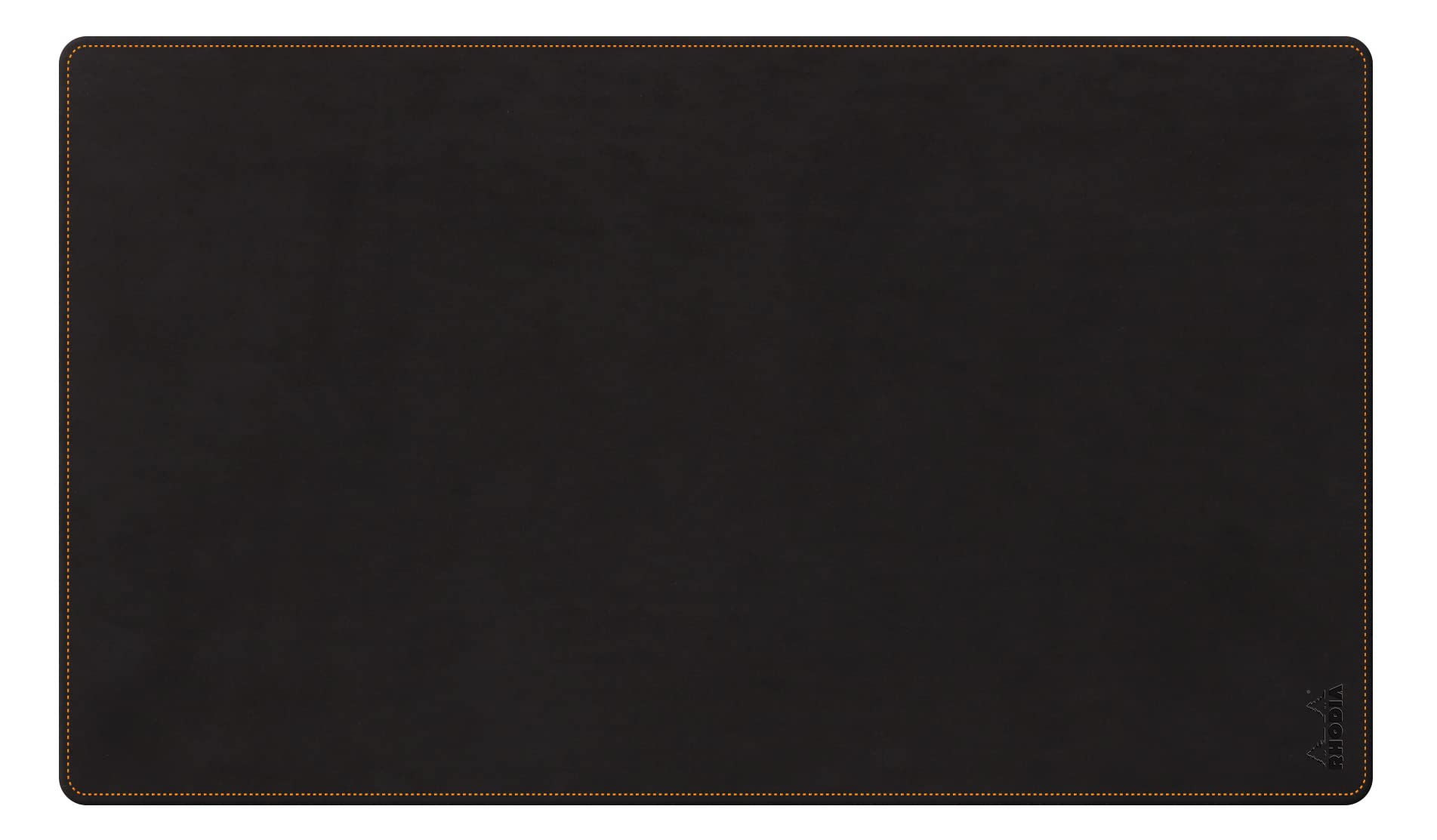 RHODIA 194269C - Black Soft Desk Pad - Size M (80x40 cm) - Italian Faux Leather - Orange Saddle Stitching - Rhodiarama Home Office Collection - Office Organization & Designer Storage