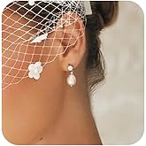 Pearl Earrings for Women Trendy - 14K Gold Plated Pearl Wedding Earrings for Brides Dainty Gold Earring Cute Prom Jewelry Gifts