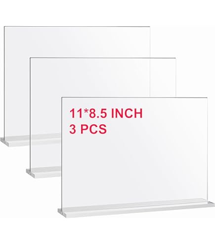 FixtureDisplays 12PK Clear Acrylic Sign Holders - 11x8.5" Horizontal Table Tent Frames