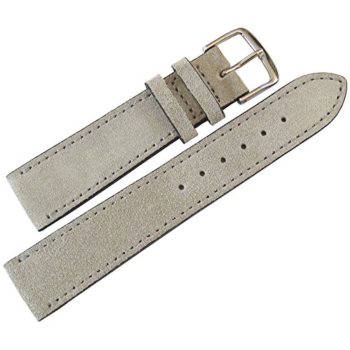 Fluco 20mm Light Grey Suede Leather Watch Strap