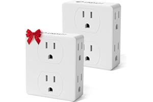 Multi Plug Outlet Splitter, Unidapt Multiple Outlets Extender Adapter with 6 AC Power Socket, Side Splitter Box, Wall Tap Plug Expander for Home Hotel Office Dorm Essentials, 2-Pack
