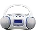 HANNLOMAX HX-309CD Portable CD/MP3 Boombox, AM/FM Radio, Bluetooth, USB Port for MP3 Playback, Aux-in, LCD Display, AC/DC Operated(White)thumb 1