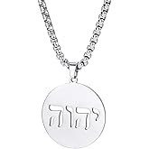 EUEAVAN Hebrew Necklaces Judaism Religion Faithchai Necklace Jehovah Pendants Hebrew Bible God Names Jewelry Hanukkah Israel Amulets Gifts Women Men