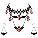 JoyTong Bat Necklace Earring Set Leather Black