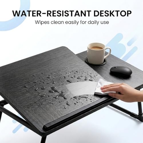 Foldable Laptop Desk for Bed Couch, Adjustable Lap Desk with Cup Holder, Portable Small Bed Tray Table for Laptop, Writing, Reading