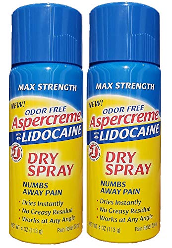 Aspercreme 4% Lidocaine Dry Spray, 4 Ounce (Pack of 2)
