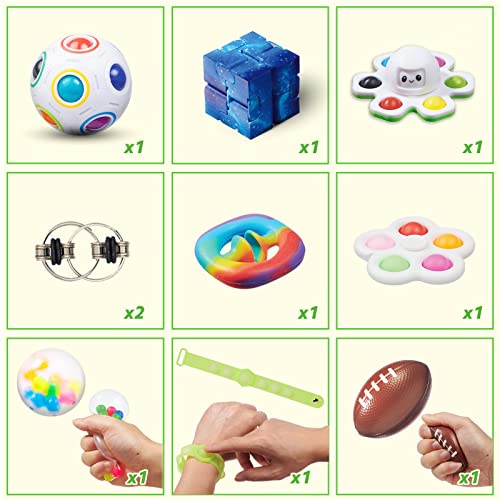 CSVICTORY Fidget Toy Pack, Fidget Box with 60 PCS Sensory Toy Set, Push