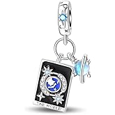 LONGLUCK 925 Sterling Silver Charms for Bracelets Necklaces 5A Cubic Zirconia Tarot Cards Dangle Pendant,Charms Beads Gifts for Women
