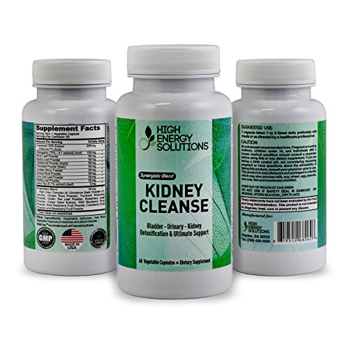 HIGH ENERGY SOLUTIONS Kidney Cleanser — 3 In 1 Health Support Supplement - Provides Cleanse, Detox And Support For Bladder, Urinary, Kidneys - Maximum Strength (60) - 700mg Vegetable Capsules - USA HIGH ENERGY SOLUTIONS Kidney Cleanser — 3 In 1 Health Support Supplement - Provides Cleanse, Detox And Support For Bladder, Urinary, Kidneys - Maximum Strength (60) - 700mg Vegetable Capsules - USA
