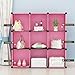 KOUSI Toy Organizer Toy Storage Portable Toy Organizers for Kids Children Toy Organizers and Storage Multifuncation Cube Storage Shelf Cabinet Bookcase Bookshelf, Capacious & Study,Pink, 9 Cubes