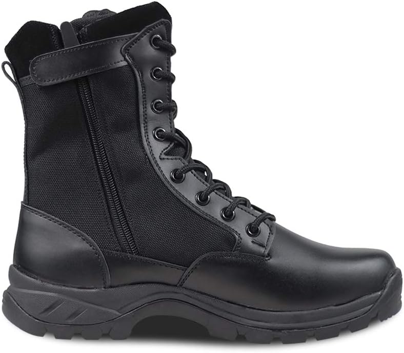 LUDEY Men's Breathable Military Boots Commando Outdoor Desert Tactical Boots Combat Boots Army Patrol Boots Security Police Shoes Leather with Zipper IDS-928