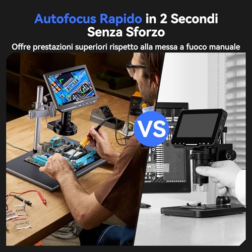 TOMLOV TM4K-AF Max Digital Microscope Autofocus 4K 2000X, 10.1" IPS Screen with Rotating Arm, 52MP HDMI Coin Welding Camera with Ring Light, Compatible PC/TV, 64GB