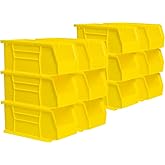 Akro-Mils 30230 AkroBins Plastic Storage Bins, Space-Saving Stackable Bins for Garage, Pantry, Craft Organization, 11-" x 5-" x 5-", Yellow, 12-Pack