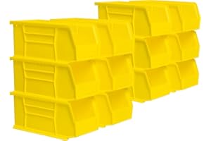 Akro-Mils 30230 AkroBins Plastic Storage Bins, Space-Saving Stackable Bins for Garage, Pantry, Craft Organization, 11-" x 5-" x 5-", Yellow, 12-Pack