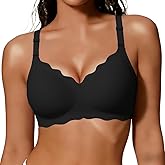 COCOMARTS Jelly Bras for Women No Underwire Scalloped Push Up Wireless Bralettes Seamless Soft Comfort Everyday Tshirt Bra