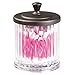 iDesign Alston Plastic Bathroom Vanity Canister with Lid for Cotton Balls, Swabs, Cosmetic Pads, Candy, 3.75