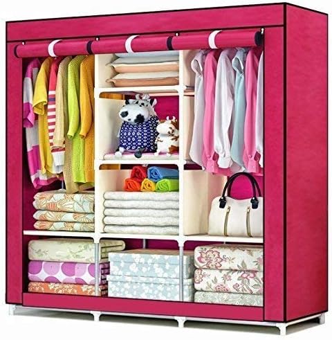 Aventure Fancy and Portable Foldable Iron Closet Storage Organizer with Shelves (4.1ft, Multicolour)