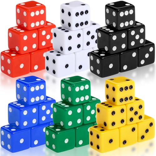 Seenelling 36 Piece 19mm Casino Theme Party Dice Sets Acrylic Large D6 Opaque Dice Bulk for Board Games Birthday Theme P