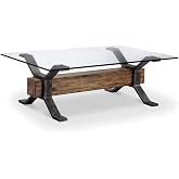 Magnussen Sawyer Rectangular Cocktail Table with Glass Top and Brown