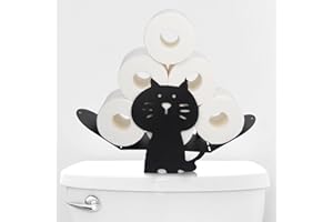 Toilet Roll Holder Free Standing - Novelty Toilet Paper Storage 7 Roll - Capacity Black Powder Coated Steel Modern Bathroom A