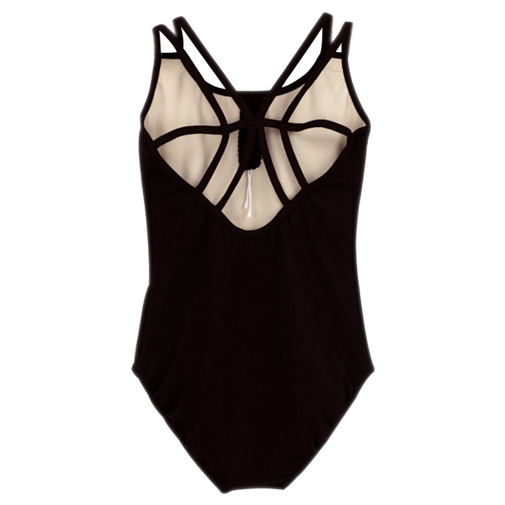 BOZEVON Women's Double Straps Cross Back Dance Camisole Leotard Ballet Dancewear, UK L = Tag XL, Black