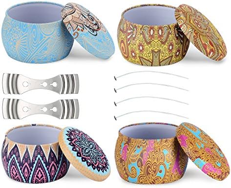 Medium 6oz DIY Candle Pretty Tin Jars, Empty Reusable Tin Cups for Homemade Tealights, Also Great for Dry Storage, Spices, Camping, Party Favors, and Gifts, 4-Pack