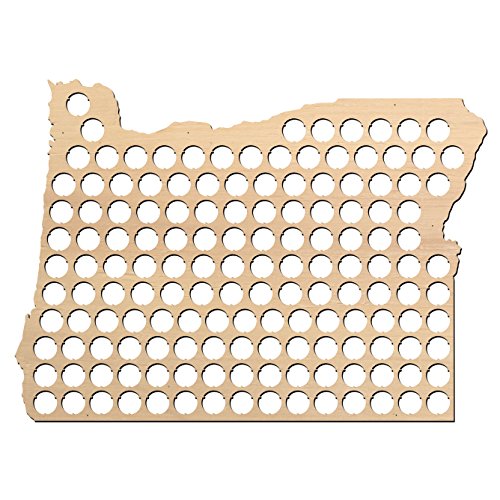 Oregon Beer Cap Map - 19.4x23 inches - 150 caps - Beer Cap Holder Oregon - Birch Plywood