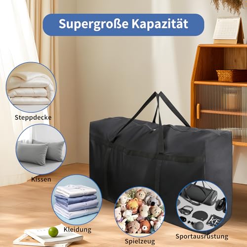 Pabbyeey 2 Pack 180L Foldable Storage Bags Oxford Fabric Waterproof Storage Bags with Handles Zipper for Clothes, Duvets, Blankets and Moving