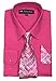 Fortino Landi Men's Long Sleeve Dress Shirt With Matching Tie And Handkerchief (17-17.5” Neck 34/35” Sleeve (XLarge), Fuchsin)