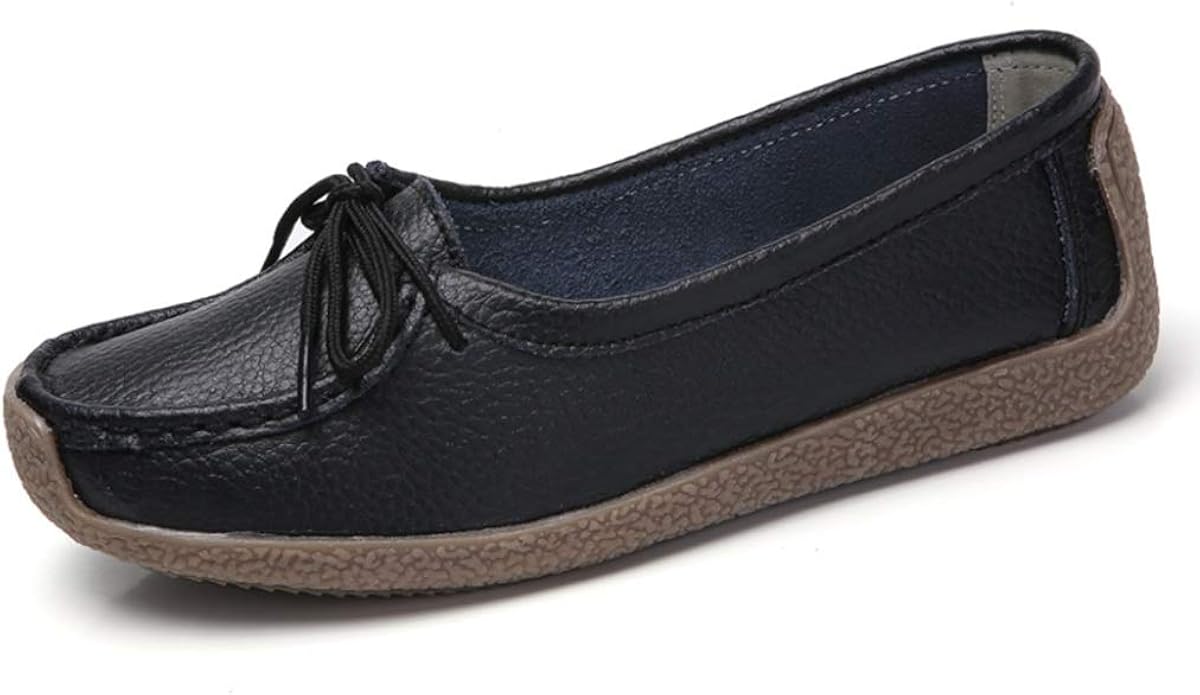Women Boat Shoes Comfortable Lace up Flats Soft Leather Loafers Driving
