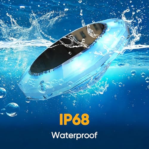 Quntis Floating Pond Lights Solar Powered, 2Pcs Submersible Swimming Pool Lights with Remote and 16hours RGB Multicolor 12 Modes 360° Lightshow, IP68 Waterproof Underwater Lights for Bath Hot Tub Spa