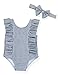 Baby Girl Bikini Striped Beach Swimsuit Ruffles Bathing Suit Swimwear+Headband 2 Pcs Set（80/3-6 Months） Black