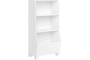 RiverRidge Kids Bookshelf with Veggie Storage Bin and 2 Open Shelves - Kids Storage Organizer, Toy Shelf & Kids Book Shelf with Deep Veggie Bin and Top Toy Display Area