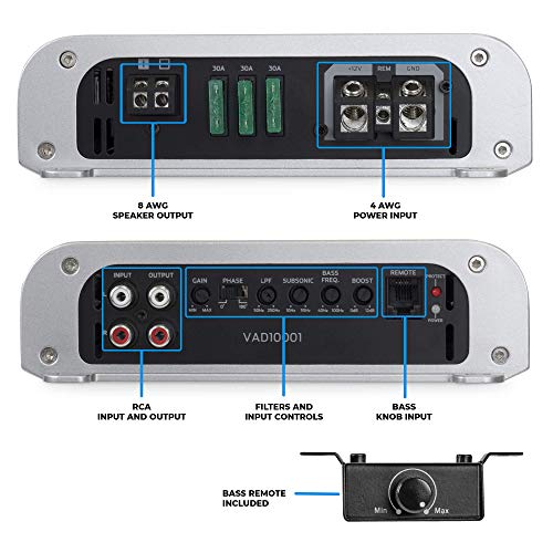 NVX VAD10001 1000W RMS Class D Monoblock Car/Marine/Powersports