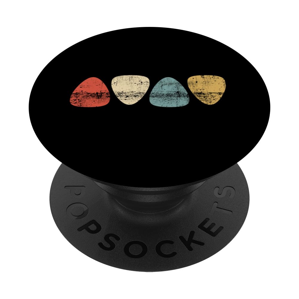 Vintage Guitar Pick Retro Guitarists + Bassist PopSockets Adhesive PopGrip