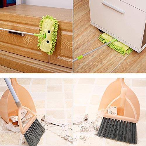 Toy Broom Set, Mini Broom with Dustpan for Kids, Pretend Play Kids Mop with Stretchable Handle Housekeeping Floor Cleaning Tools for Children - Thumbnail 5