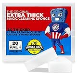 STK 20 Pack Extra Thick Magic Cleaning Pads - Eraser Sponge for All Surfaces - Kitchen-Bathroom-Furniture-Leather-Car-Steel - Just Add Water to Erase All Dirt - Melamine - Universal Cleaner