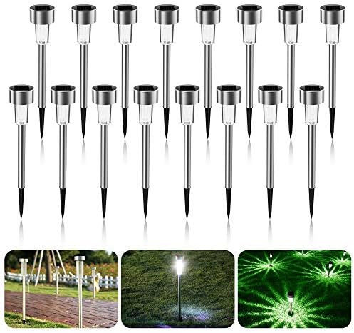 Solarleuchten Garten, 16 Stück Solar Gartenleuchte aus Edelstahl, IP65
