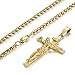 FIBO STEEL Stainless Steel Mens Womens Cross Necklace Crucifix Pendant, 24 inches (Gold-Tone 24inches)