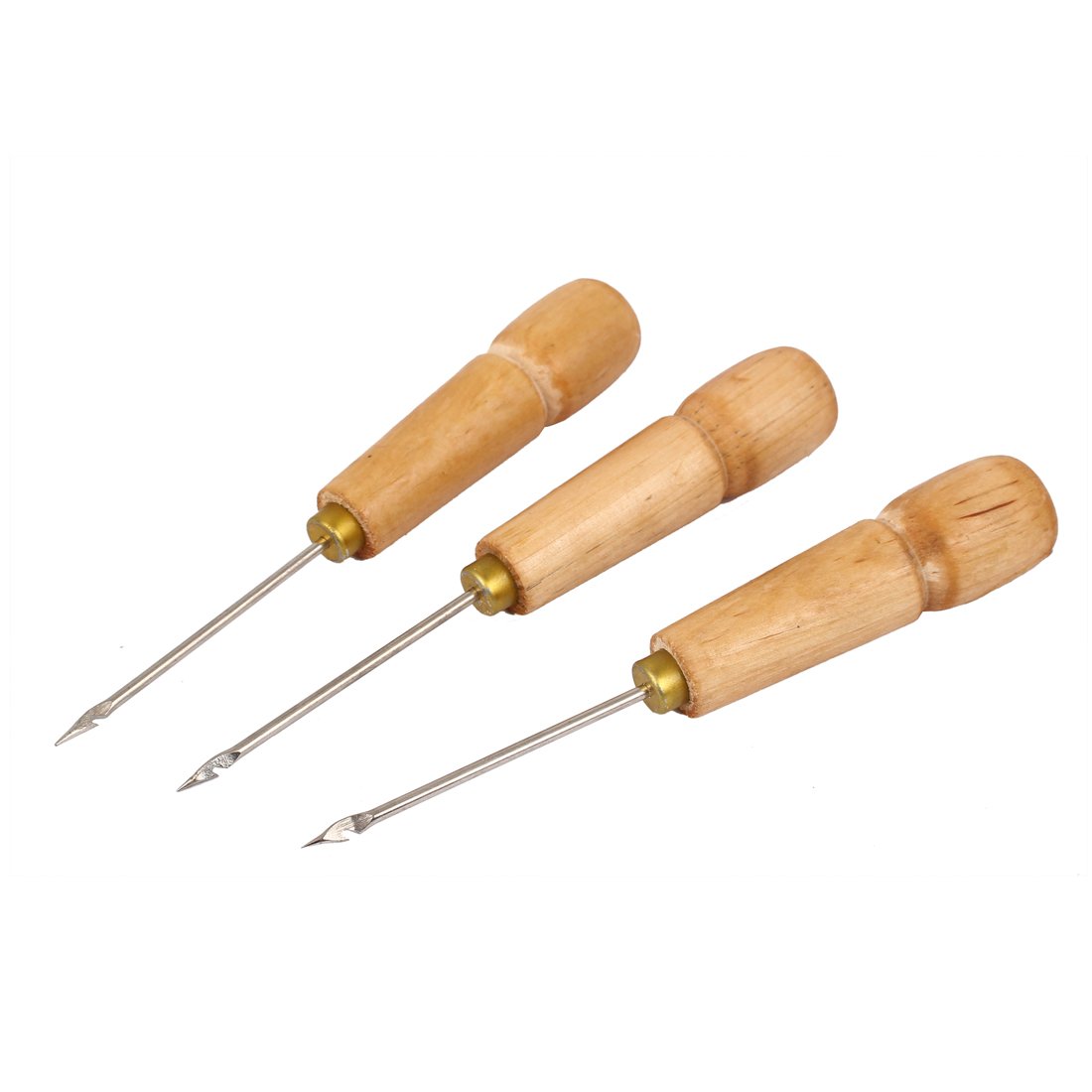 sourcingmap Tailor Sew Straight Tip Needle Sewing Pricker Awl Tool 3pcs
