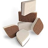 Pura Naturals Stink Free Sponge. Stay Fresh NO Odor Guarantee! Eco Kitchen/Household/Dish Sponges w/Walnut Scrubbers. 40x More Durable. (6)