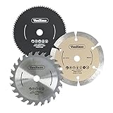 VonHaus 3 Piece Assorted Saw Blade Kit, Blade Diameter: 3 ½”, Blade Arbour: 3/8” - Only Compatible with the VonHaus Compact Circular Plunge Saw 15/271US