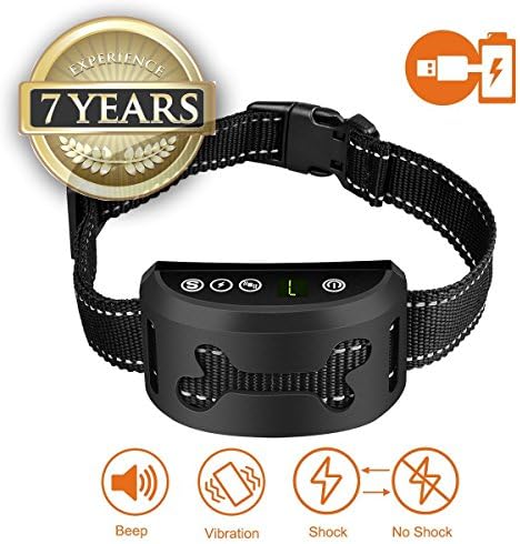 DOPTIKA Bark Collar [2018 Smart Chip] Dog Shock Anti-Barking Collar with Beep, Vibration and Harmless Shock Rechargeable No Bark Control for Small/Medium/Large Dogs with 7 Sensitivity Levels.