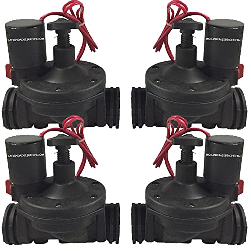 Suinga Pack of 4 Suinga Irrigation Solenoid Valve 1'' 24V with Flow Regulator | Works with Electric Irrigation Programmers, Black