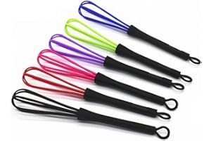 6Pcs Mini Hair Dye Whisk Set, 7 x 1.2 Inch Balloon Mixer Tools for Color Mixing, Salon Hairdressing Cream Blending and Kitche