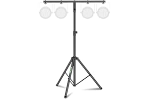 NiuNyuNeu Dj Light Stand Metal T-Bar Stage Stand for Par Lights Tripod Light Stand with Crossbar Mount, Single