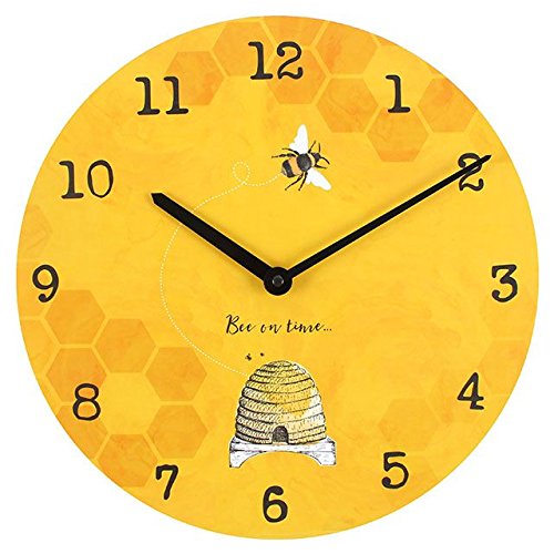 Brown & Ginger 'Bee On Time' 34cm Bee Bright Warm Sunshine Yellow Wall Clock