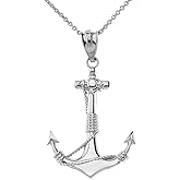 Claddagh Gold Fine 925 Sterling Silver Twisted Style Nautical Rope Fouled Anchor Pendant Necklace