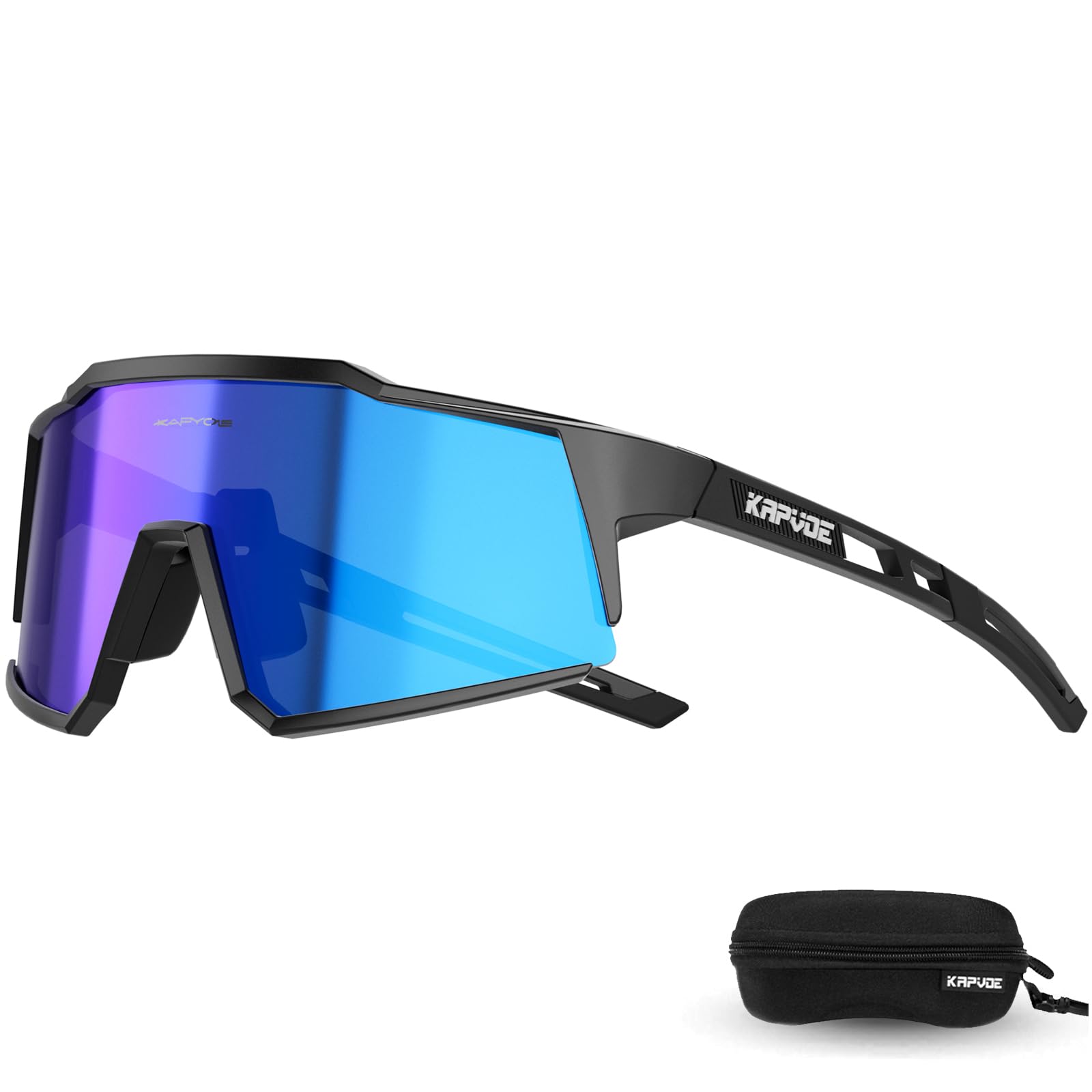 KAPVOE Polarized Cycling Glasses UV400 Protection TR90 Sports Sunglasses For Men Women MTB Bicycle Goggles Running Bike Fishing Riding Golf Driving Baseball Biking Lenses Cycle Glass Blue Black 02