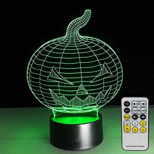 Halloween Pumpkin Lights with Remote Controller LED Touch 7 Colors Changing Table Desk Lamp Optical Illusion Light USB Charging Acrylic Lamp for Halloween Gifts for Kids Lamp Halloween Lights